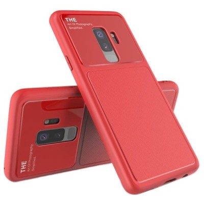 Samsung Galaxy S9+ (G965) „Lenuo“ Lens sarkans cieta silikona apvalks / vacins.lv