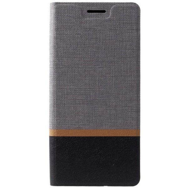 „Cross“ Texture Leather atvērams maciņš - pelēks (Galaxy A9 2018)