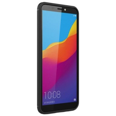 Huawei Honor 7C „Carbon“ cieta silikona (TPU) melns apvalks / vacins.lv