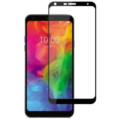 LG Q7 „Mocolo“ 9H Tempered Glass усиленная защита, черное защитное стекло с полным покрытием толщиной 0,26 мм | Vacins.lv