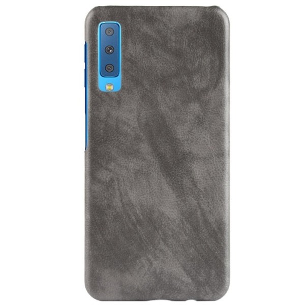 „Litchi“ Skin Leather apvalks - pelēks (Galaxy A7 2018)