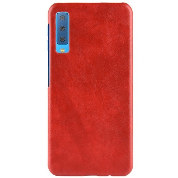 „Litchi“ Skin Leather apvalks - sarkans (Galaxy A7 2018)