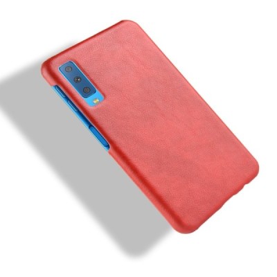 „Litchi“ Skin Leather Samsung Galaxy A7 2018 (A750) sarkans apvalks / vacins.lv