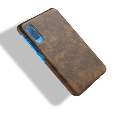 „Litchi“ Skin Leather Samsung Galaxy A7 2018 (A750) brūns apvalks / Vacins.lv