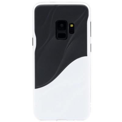 „3D“ Wave Pattern Samsung Galaxy S9 (G960) чёрный / белый твердый силикон (TPU) и пластиковый чехол | Vacins.lv