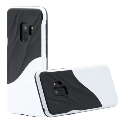 „3D“ Wave Pattern melns Samsung Galaxy S9 (G960) apmales baltā krāsā apvalks / Vacins.lv