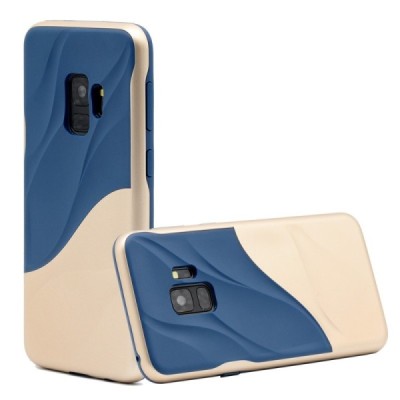 „3D“ Wave Pattern Samsung Galaxy S9 (G960) синий / золотой твердый силикон (TPU) и пластиковый чехол | Vacins.lv