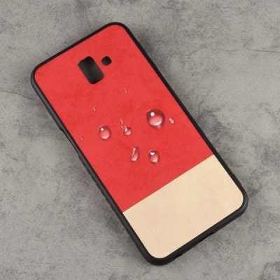 Samsung Galaxy J6+ 2018 (J610F) „Bi-Color“ Splicing sarkans, smilšains ādas apvalks / Vacins.lv