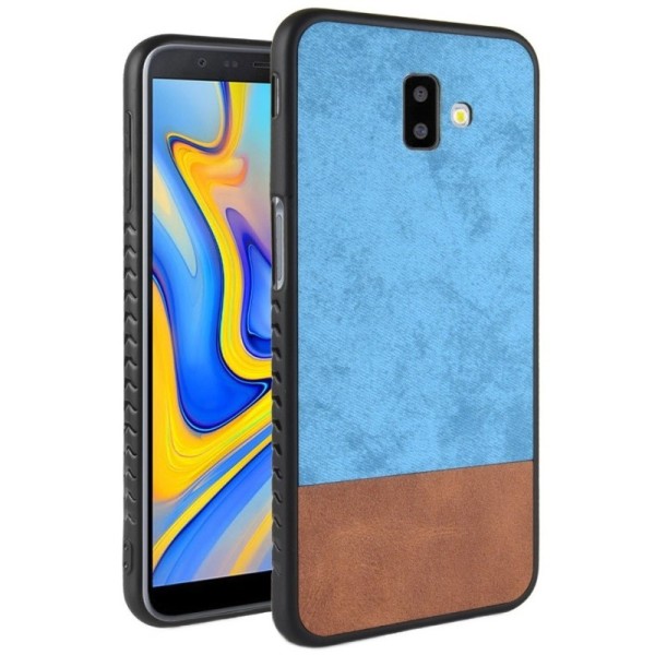 „Bi-Color“ Splicing ādas apvalks - brūns / zils (Galaxy J6+ 2018)