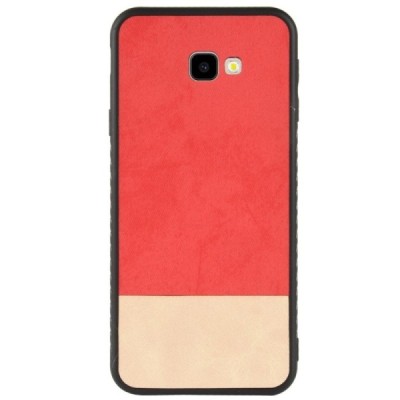 „Bi-Color“ Splicing Samsung Galaxy J4+ (J400F) красный, песочный кожаный чехол | Vacins.lv