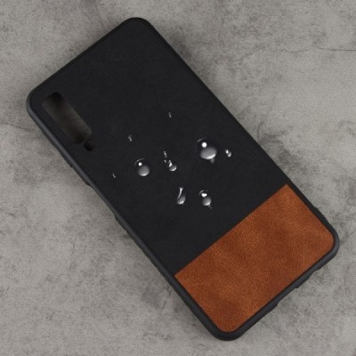 Samsung Galaxy A7 2018 (A750) „Bi-Color“ Splicing brūns, melns ādas apvalks / Vacins.lv
