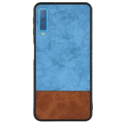 Samsung Galaxy A7 2018 (A750) „Bi-Color“ Splicing brūns, zils ādas apvalks / Vacins.lv