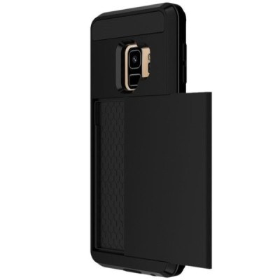 „Sliding“ Card Holder Samsung Galaxy S9 (G960) чёрный твердый силиконовый чехол | Vacins.lv