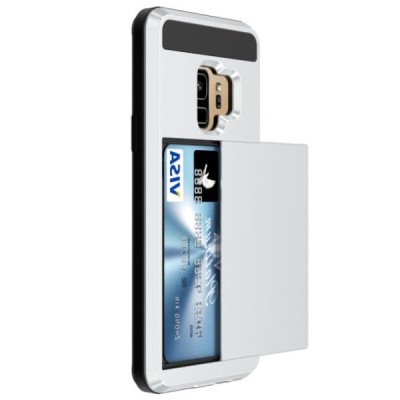 Samsung Galaxy S9 (G960) „Sliding“ Card Holder sudrabs silikons apvalks / vacins.lv