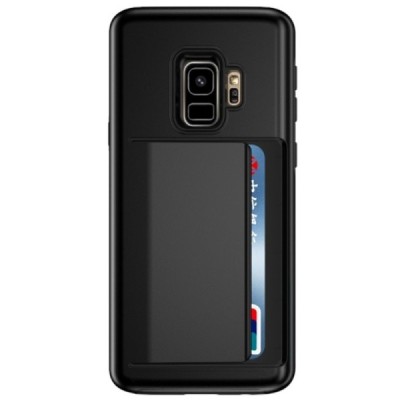 „Combo“ Card Holder Samsung Galaxy S9 (G960) чёрный твердый силиконовый чехол | Vacins.lv