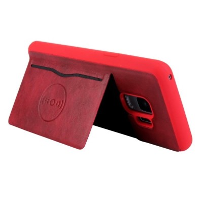 „Kickstand“ Card Holder Samsung Galaxy S9 (G960) красный кожаный чехол | Vacins.lv