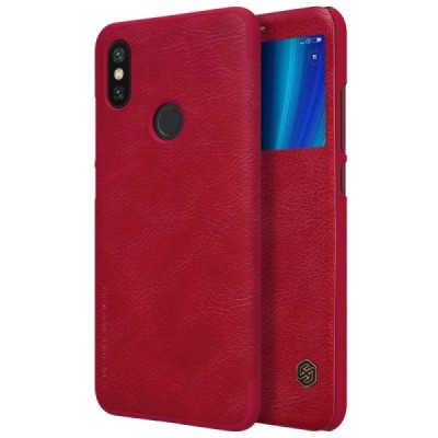 Greznais „Nillkin“ Qin sērijas ādas atvērams sarkans Xiaomi Mi 6X (Xiaomi Mi A2) maciņš / Vacins.lv