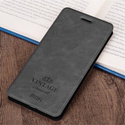 ''Mofi'' Vintage Series Xiaomi Redmi Note 6 Pro серый кожаный чехол-книжка | Vacins.lv