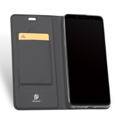 Xiaomi Mi 6X (Xiaomi Mi A2) „Dux Ducis“ Skin sērijas melns ādas atvērams maciņš / Vacins.lv