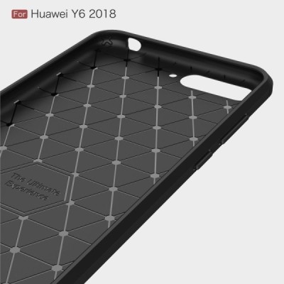 Huawei Y6 2018 (Honor 7A) „Carbon“ cieta silikona (TPU) melns apvalks / vacins.lv