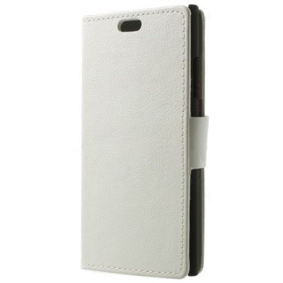 Твердый белый кожаный чехол-книжка для Nokia Lumia 730 (735) | Vacins.lv