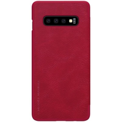 Роскошный красный кожаный чехол Nillkin Qin Series для Samsung Galaxy S10 (G97G9730) | Vacins.lv