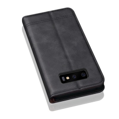 „Deluxe“ Samsung Galaxy S10 (G973) чёрный кожаный чехол-книжка | Vacins.lv
