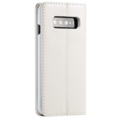Samsung Galaxy S10 (G973) „CaseMe“ твердый открываемый белый кожаный чехол - книжка | Vacins.lv