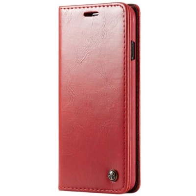 Samsung Galaxy S10 (G973) „CaseMe“ твердый открываемый красный кожаный чехол - книжка | Vacins.lv