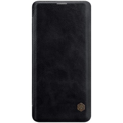 Роскошный чёрный кожаный чехол Nillkin Qin Series для Samsung Galaxy S10+ (G975) | Vacins.lv