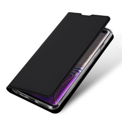 Samsung Galaxy S10+ (G975) „Dux Ducis“ Skin sērijas melns ādas atvērams maciņš / Vacins.lv