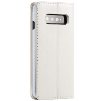 Samsung Galaxy S10+ (G975) „CaseMe“ твердый открываемый белый кожаный чехол - книжка | Vacins.lv