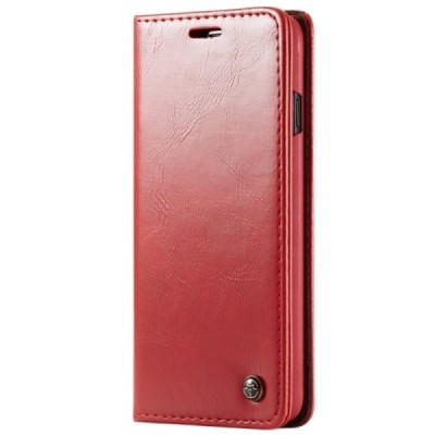 Samsung Galaxy S10+ (G975) „CaseMe“ твердый открываемый красный кожаный чехол - книжка | Vacins.lv