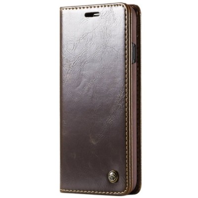 Samsung Galaxy S10+ (G975) „CaseMe“ твердый открываемый коричневый кожаный чехол - книжка | Vacins.lv