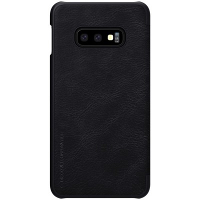 Роскошный чёрный кожаный чехол Nillkin Qin Series для Samsung Galaxy S10e (G970) | Vacins.lv