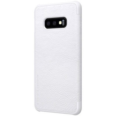 Роскошный белый кожаный чехол Nillkin Qin Series для Samsung Galaxy S10e (G970) | Vacins.lv