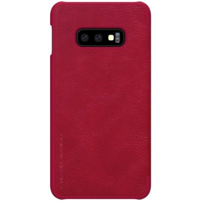 Роскошный красный кожаный чехол Nillkin Qin Series для Samsung Galaxy S10e (G970) | Vacins.lv