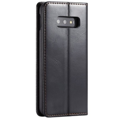 Samsung Galaxy S10e (G970) „CaseMe“ твердый открываемый черный кожаный чехол - книжка | Vacins.lv