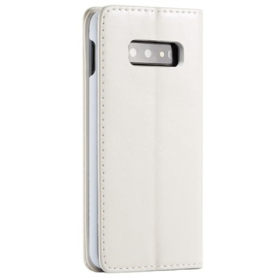 Samsung Galaxy S10e (G970) „CaseMe“ твердый открываемый белый кожаный чехол - книжка | Vacins.lv