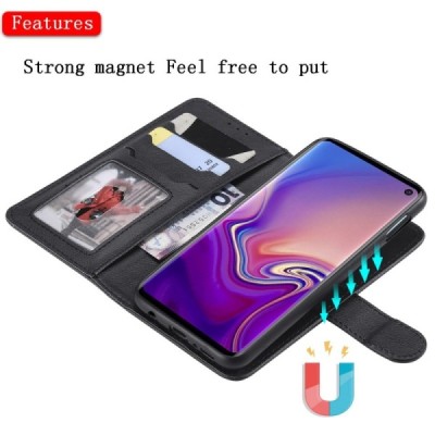 Samsung Galaxy S10e (G970) открываемый чёрный кожаный чехол - книжка | Vacins.lv