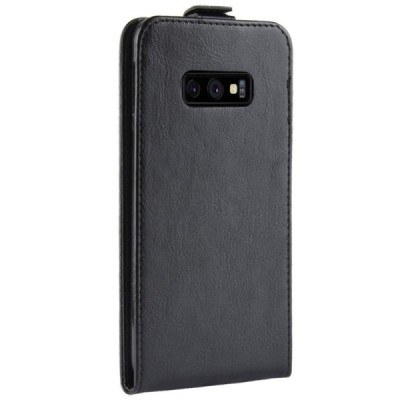 Samsung Galaxy S10e (G970) вертикально открывающийся чёрный кожаный чехол-книжка | Vacins.lv