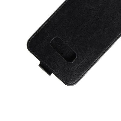 Samsung Galaxy S10e (G970) вертикально открывающийся чёрный кожаный чехол-книжка | Vacins.lv