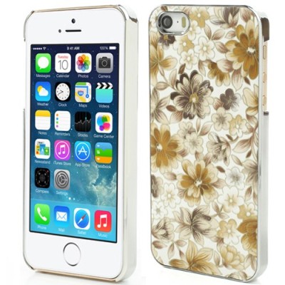 Dzeltens „Ziedi“ plastmasas Apple iPhone 5 / 5S apvalks / vacins.lv