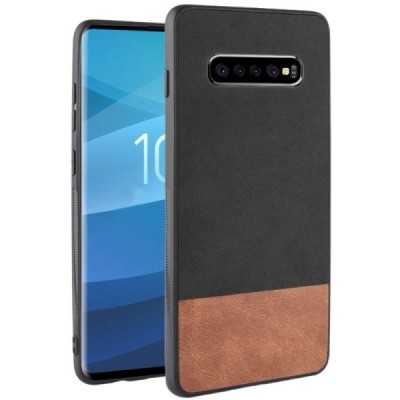 „Bi-Color“ Splicing Samsung Galaxy S10+ (G975) коричневый, черный кожаный чехол | Vacins.lv