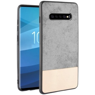 „Bi-Color“ Splicing Samsung Galaxy S10+ (G975) песочный, серый кожаный чехол | Vacins.lv