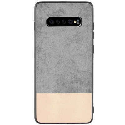 Samsung Galaxy S10+ (G975) „Bi-Color“ Splicing smilšains, pelēks ādas apvalks / Vacins.lv