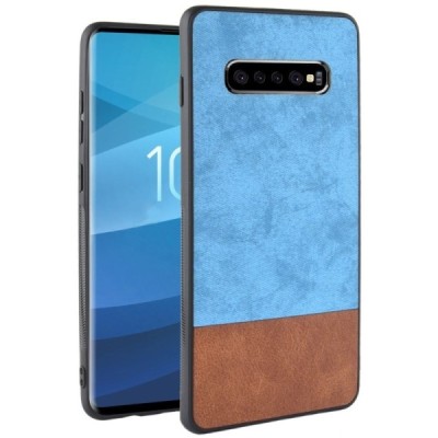 „Bi-Color“ Splicing Samsung Galaxy S10+ (G975) коричневый, синий кожаный чехол | Vacins.lv