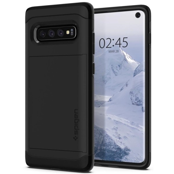 „Spigen“ Slim Armor CS apvalks - melns (Galaxy S10)