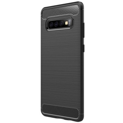Samsung Galaxy S10+ (G975) „Carbon“ твердый силиконовый чехол (TPU) - черный | Vacins.lv