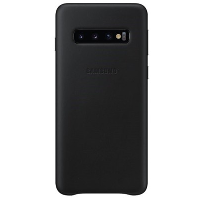 Samsung Galaxy S10 (G973) Leather Cover чёрный кожаный чехол | Vacins.lv